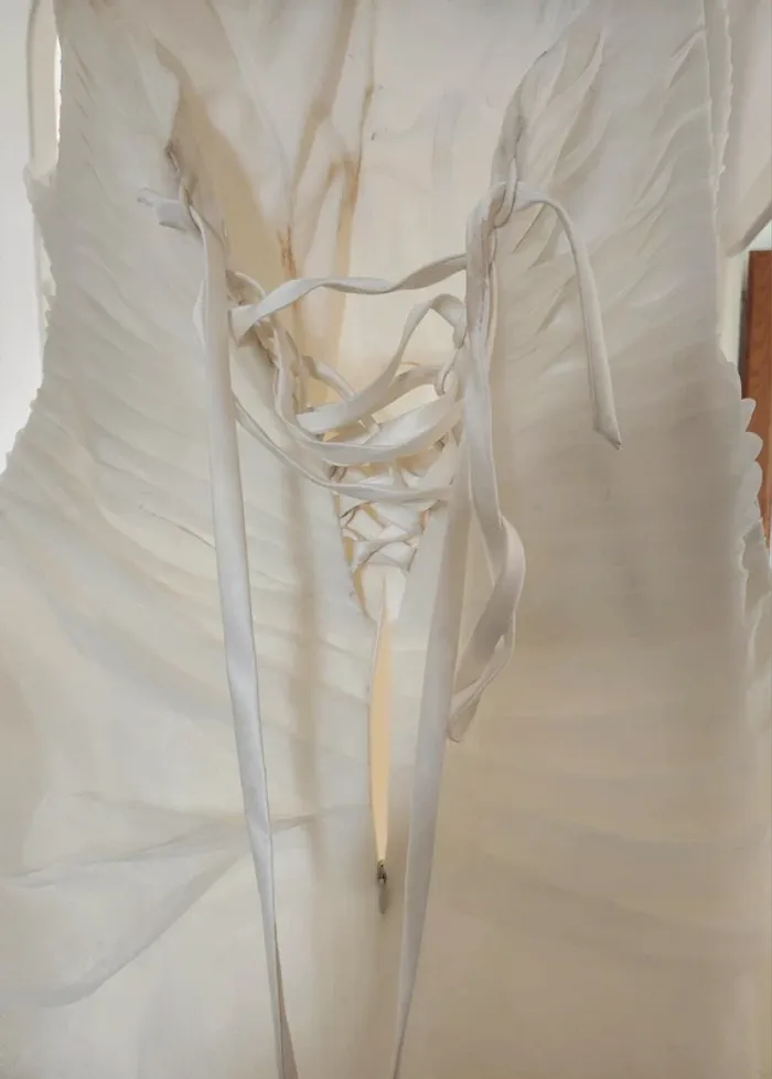 Robe de mariée blanche avec fleurs rouges taille 48 à 54 laçage dos en bon état Cosmobella - photo numéro 10