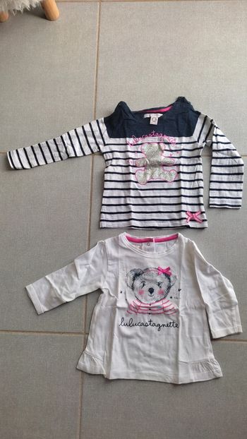 Lot de 2 t-shirt ML Lulu castagnette T.24 mois