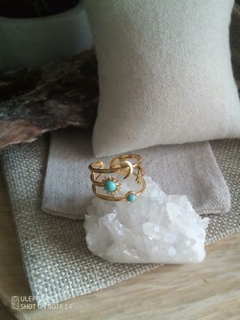 Bague avec pierres howlite turquoise