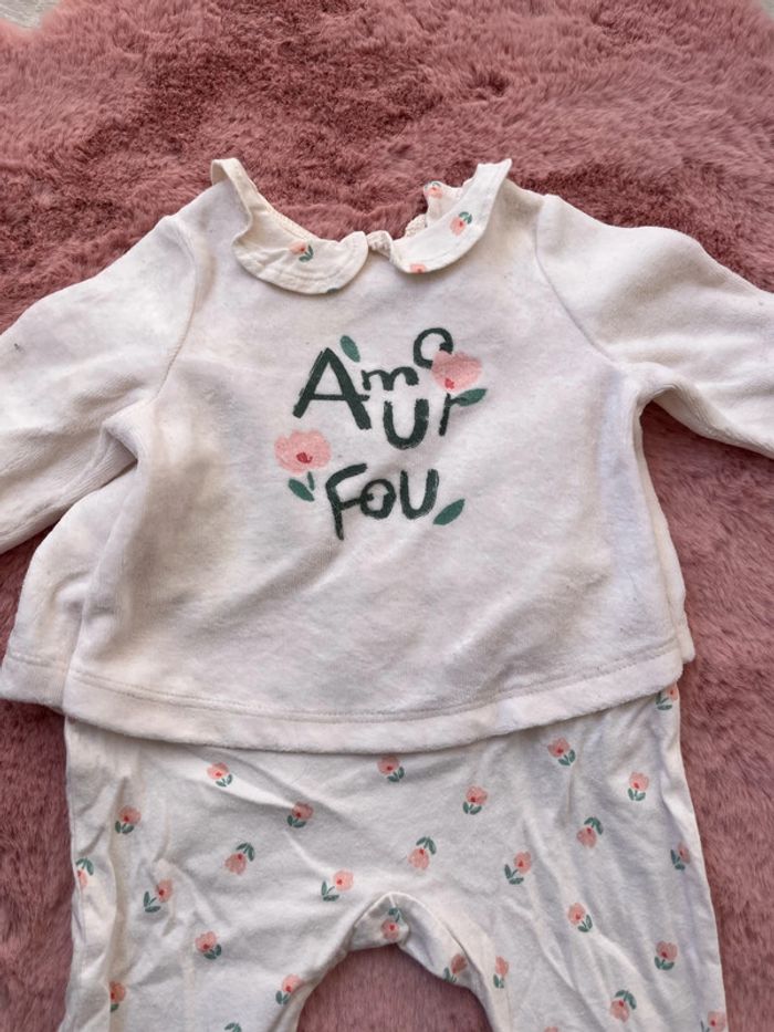 Lot 2 Pyjama velours bébé fille 3 mois - photo numéro 3
