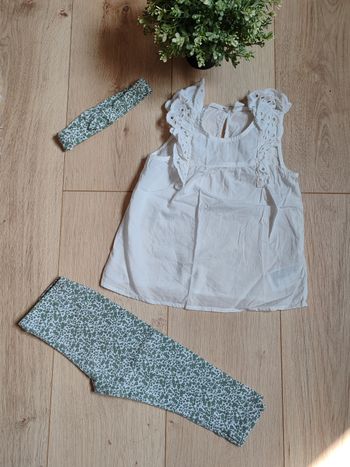 Ensemble legging, bandeau, blouse H&M 12/18 mois 🌸
