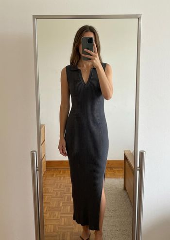 Robe longue côtelé STRADIVARIUS grise