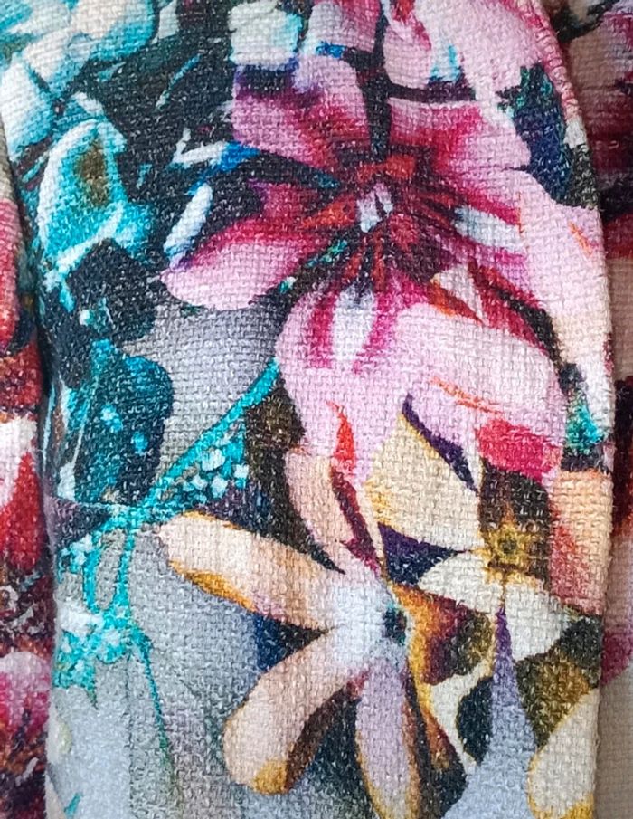 💓 veste en tweed de créateur florale multicolore pièce unique t s M chic made in France luxe - photo numéro 6
