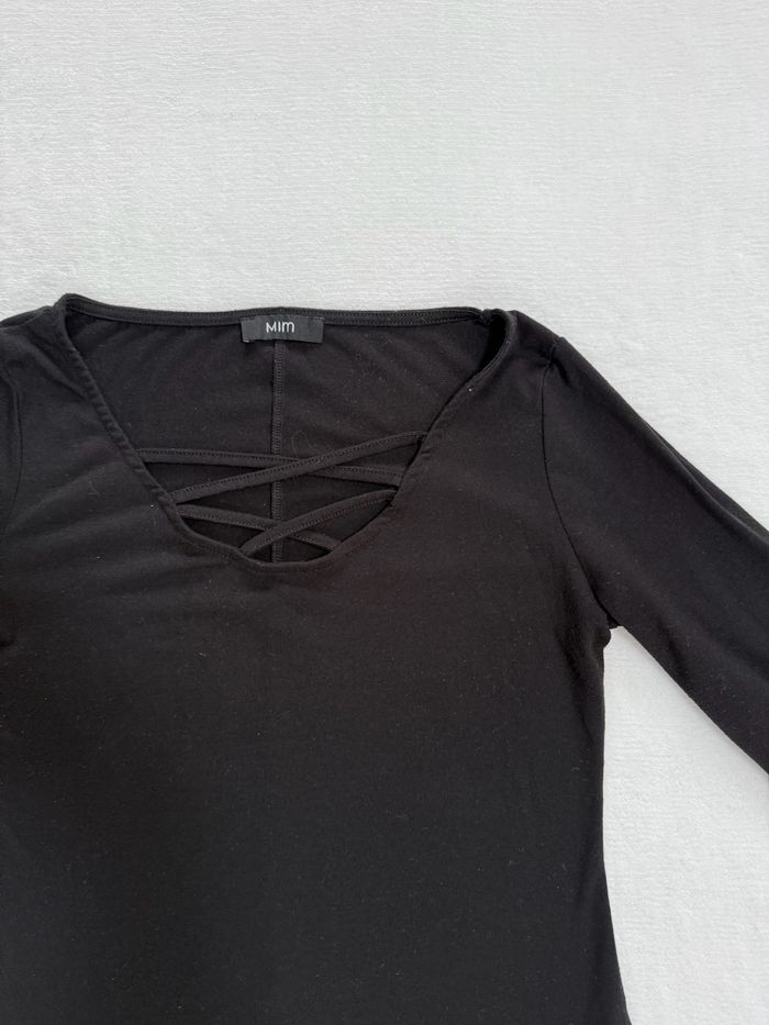 Haut t-shirt noir femme manche semi longue MIM - photo numéro 3