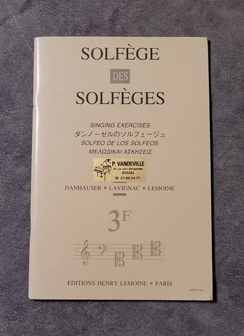 Solfège des Solfèges 3 F Sans Accompagnement Lavignac Albert