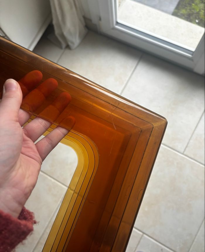 Vintage lot de deux range vinyles marron miel fumé - photo numéro 10