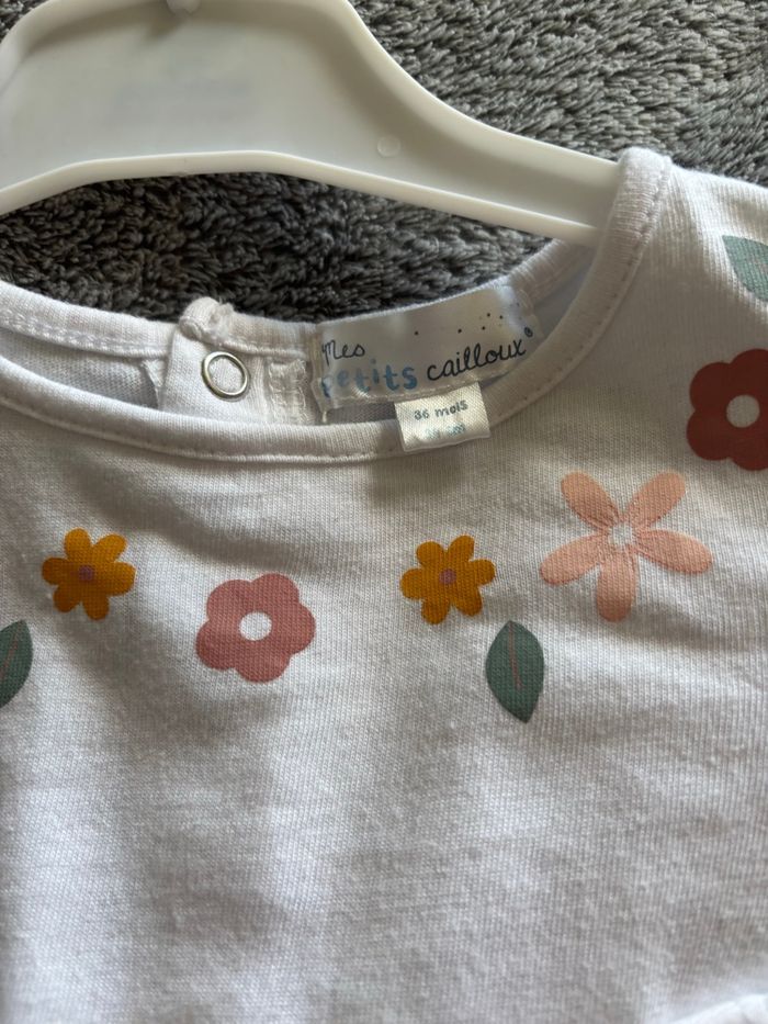 Ensemble robe à cœurs vert sauge t-shirt manches longues 36 mois mes petits cailloux - photo numéro 4