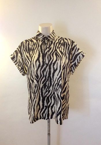 Chemise zébrée - noir et beige - manches courtes - taille L - look féminin