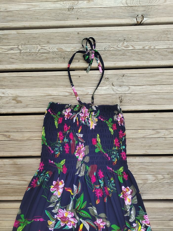 Robe Longue Bleu Marine à Fleurs – Taille Unique – neuve - photo numéro 4