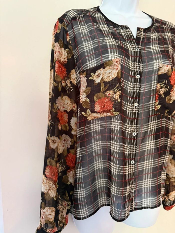 Chemise à carreaux et fleuri Mango - photo numéro 2