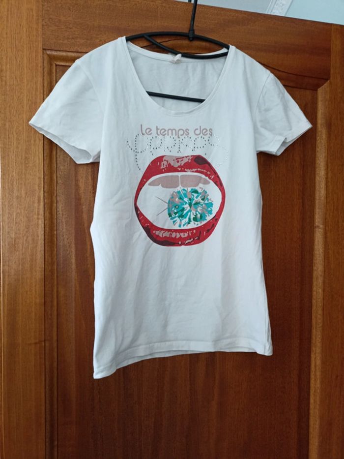 Tee-shirt imprimé le temps des cerises blanc