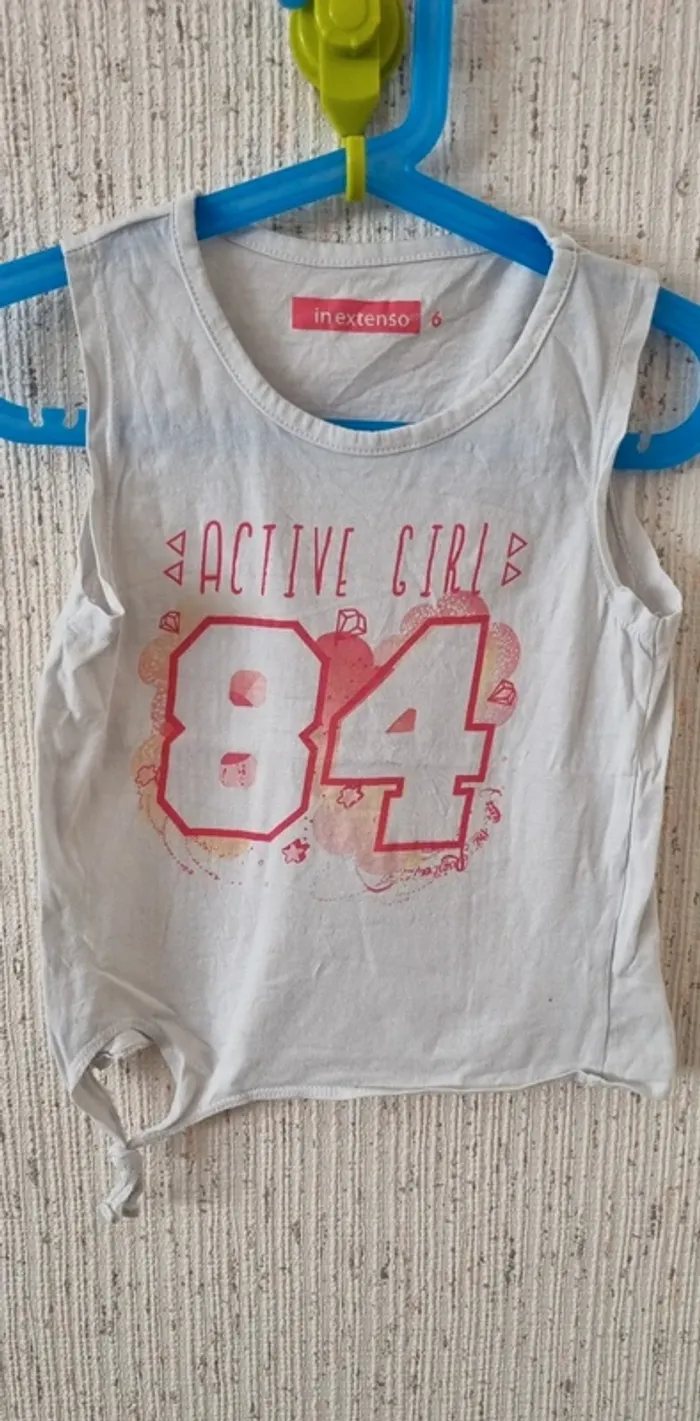Tee shirt blanc et rose taille 6 ans in extenso - photo numéro 2