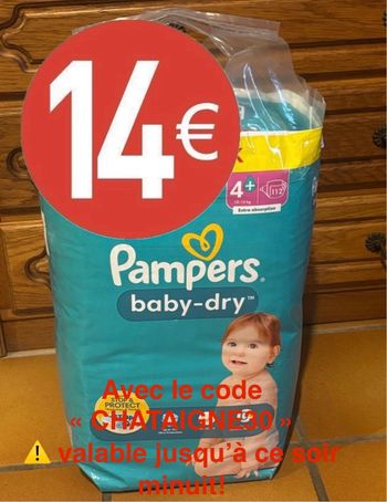 Couches Pampers baby dry giga pack taille 4+