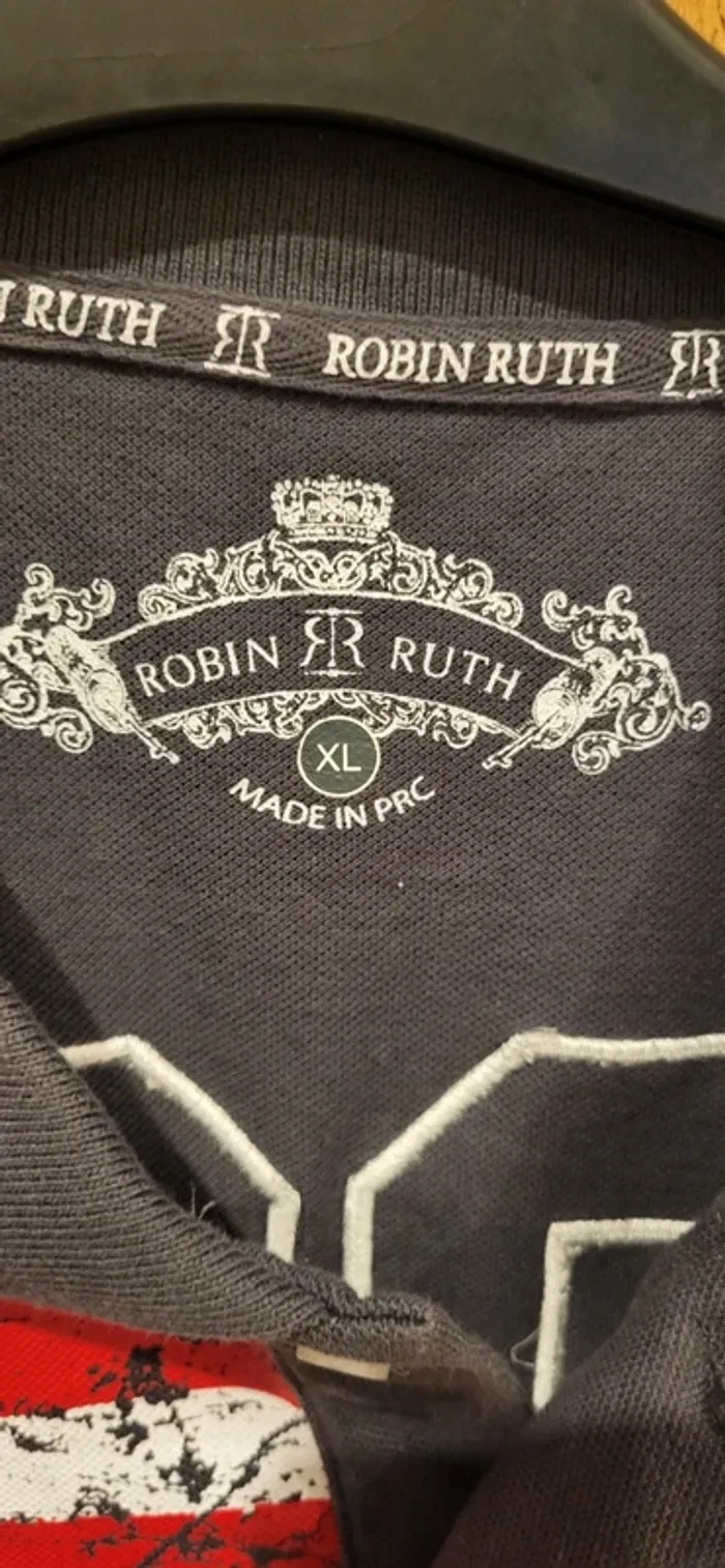 Polo Robin Ruth Washington USA XL brodé drapeau américain vintage - Gris - photo numéro 7