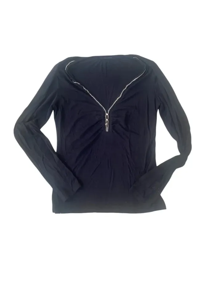 Top en viscose noire et strass Roccobarocco taille 48 IT (44 FR)