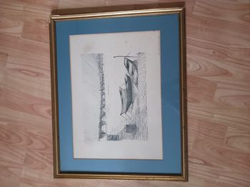 tableau cadre doré gravure Mâcon 57 x 46 CM