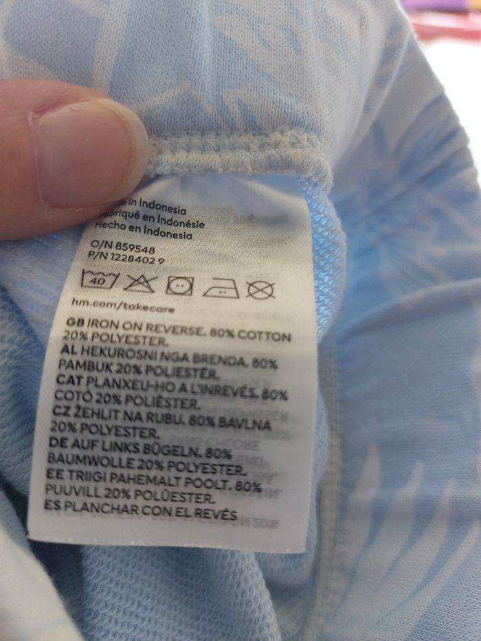 Short molleton bleu et blanc taille élastique - photo numéro 5