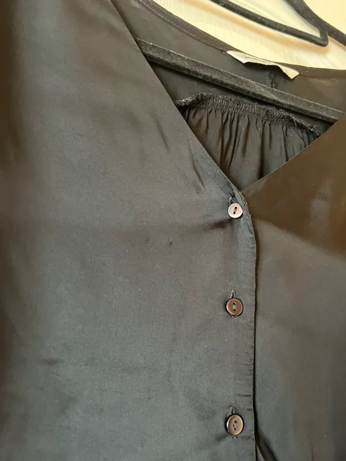 chemise manches courtes satinée noir - photo numéro 3