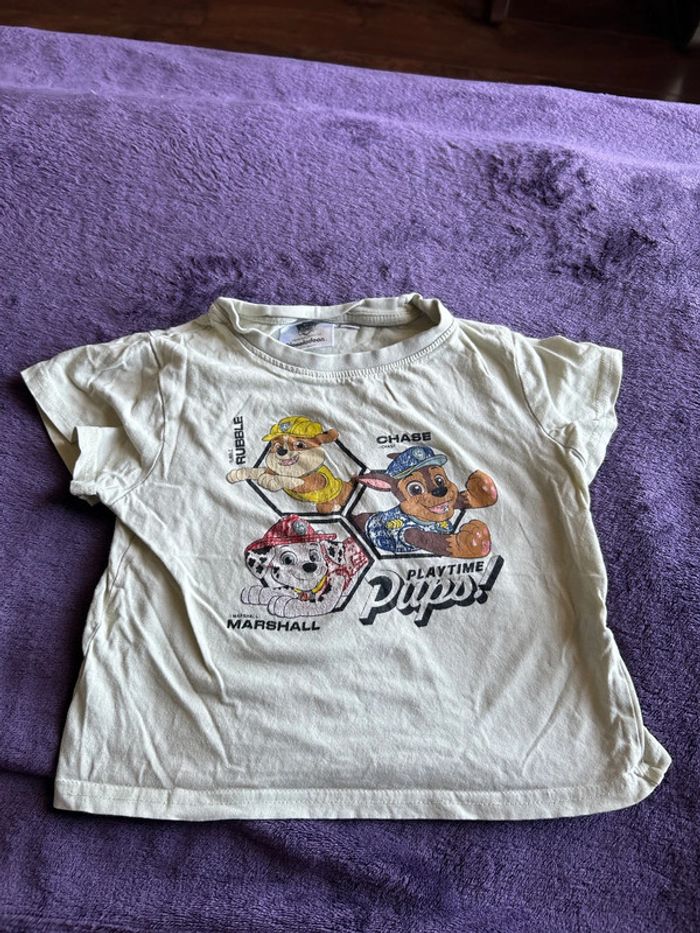 t shirt pat patrouille chase, ruben et marcus taille 5ans