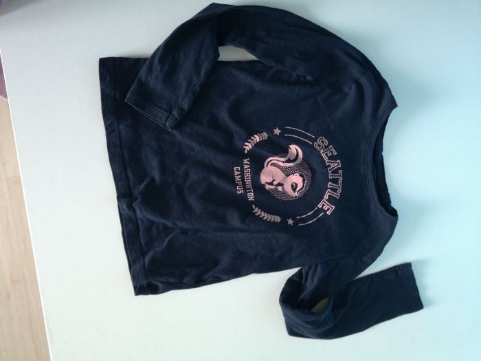 T-shirt fille bleu marine