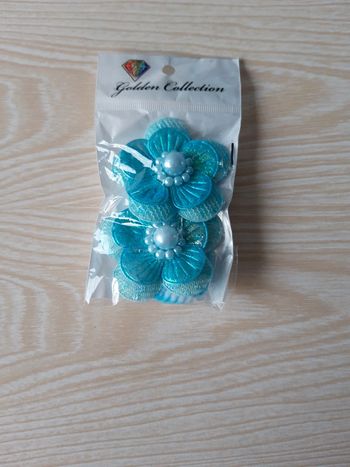 Élastiques bleu fleurs