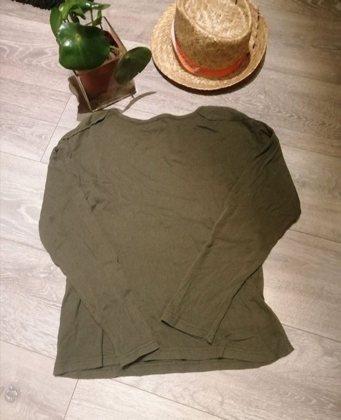 🌸Tee-shirt kaki côtelé col rond Taille 14ans "Orchestra" 🌸 - photo numéro 2