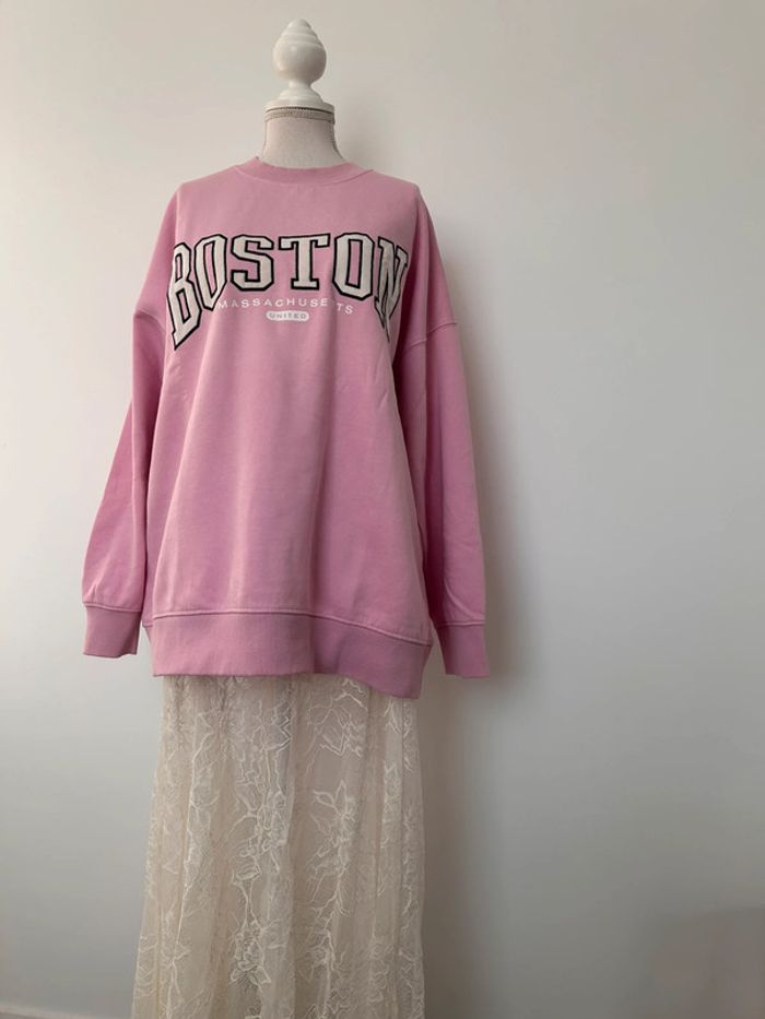 Sweat pull rose haut loose oversize sweat-shirt overhemd Sudadera felpa Sweatshirt h&m S maille - photo numéro 3