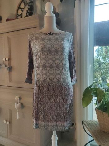 Robe en coton imprimé vert et multicolore taille 38