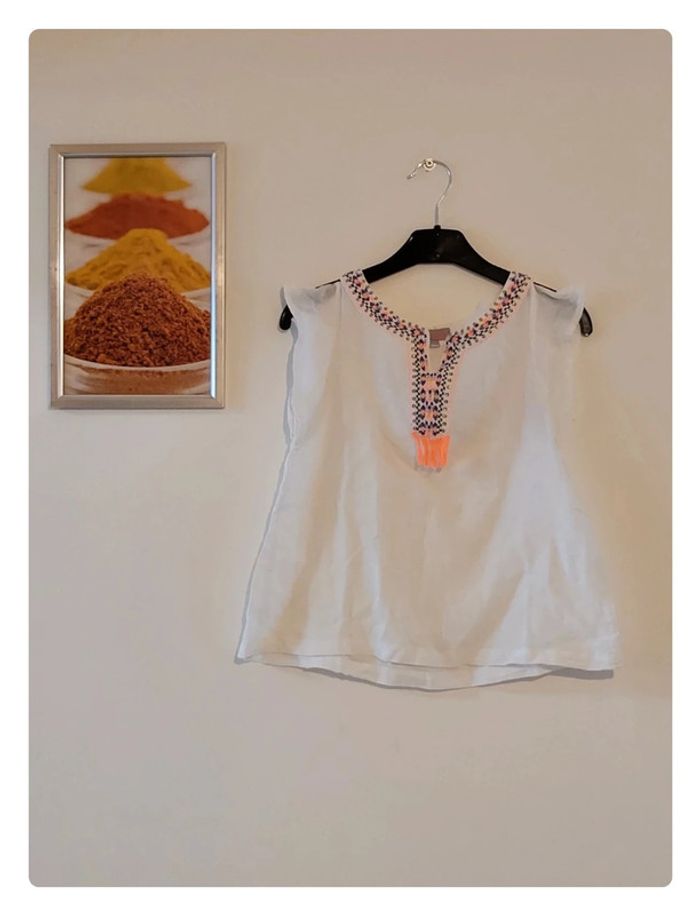 Magnifique petite blouse legere blanche "Lisa rose" taille 8 ans