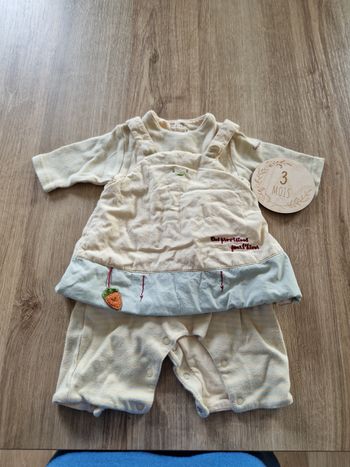 🍓 Ensemble bébé mignon - 3 mois body + salopette