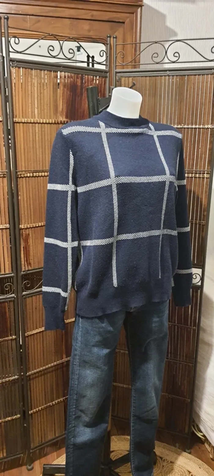 Pull à carreaux "R essentiel" taille M