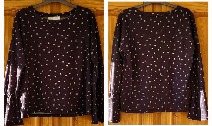 Lot 2 Pulls TS/TFr36 -Promod Noir à Pois Blancs & Bershka Gris Chiné & Epaules Dénudées - photo numéro 3