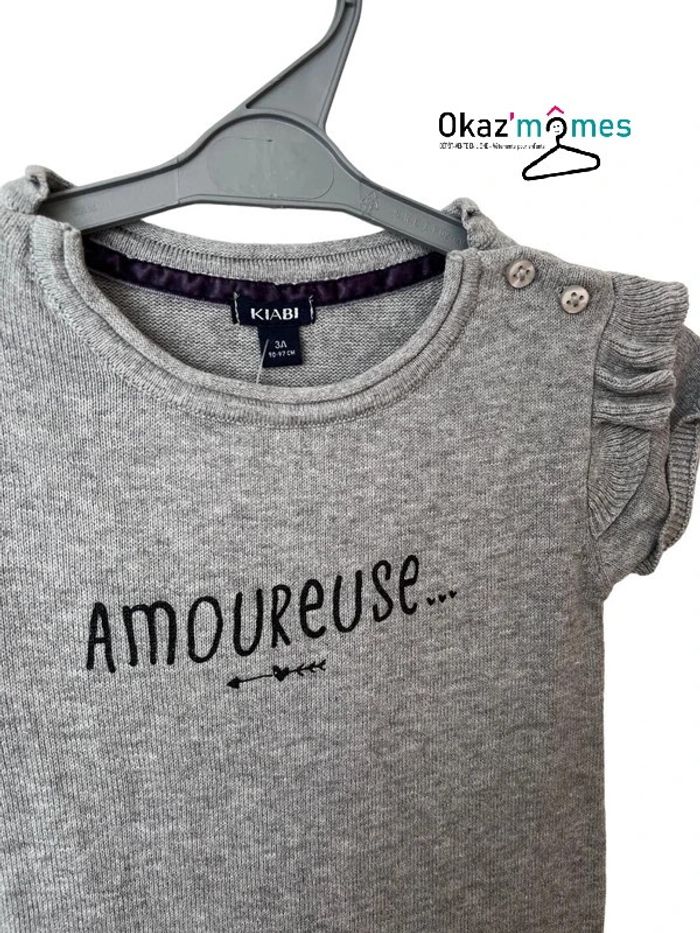 Robe grise "Amoureuse" en maille de coton - Kiabi 3 ans - photo numéro 2