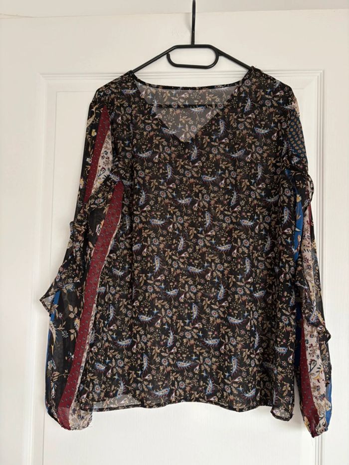 Ensemble (blouse Cache Cache + pantalon taille basse Ikks) taille M très bon état - photo numéro 8