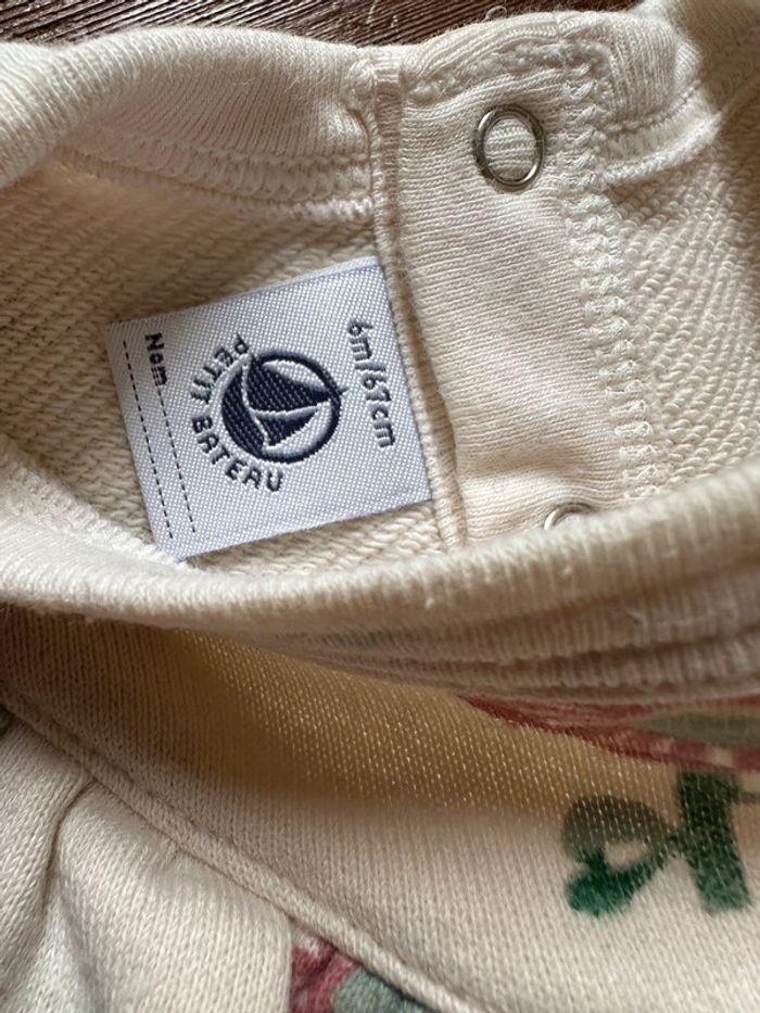 Ensemble Petit Bateau pantalon pull fleurs 6 mois - photo numéro 2