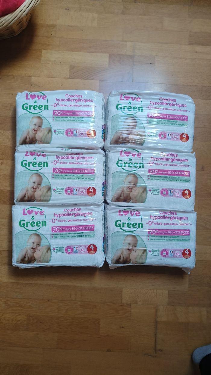 6 paquets de couches Love and green taille 4