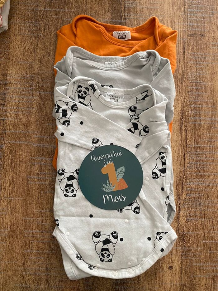 Lot de 3 bodies Dim manches longues 1 mois