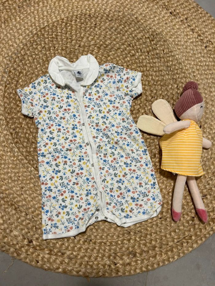 Combicourt fleuri bébé fille petit bateau