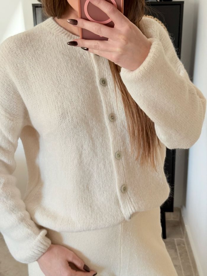 Gilet - Ecru - A Boutonner - Décontracté - Cocooning - Automne - photo numéro 4