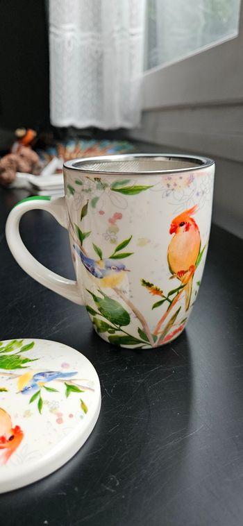 Tasse à thé avec passoire en métal et Couvercle en Porcelaine 320 mL - Trend'up