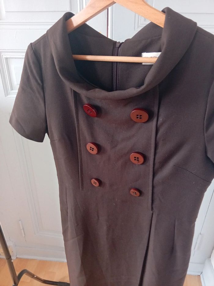 Robe vintage marron - Cinoche - 40 - photo numéro 2