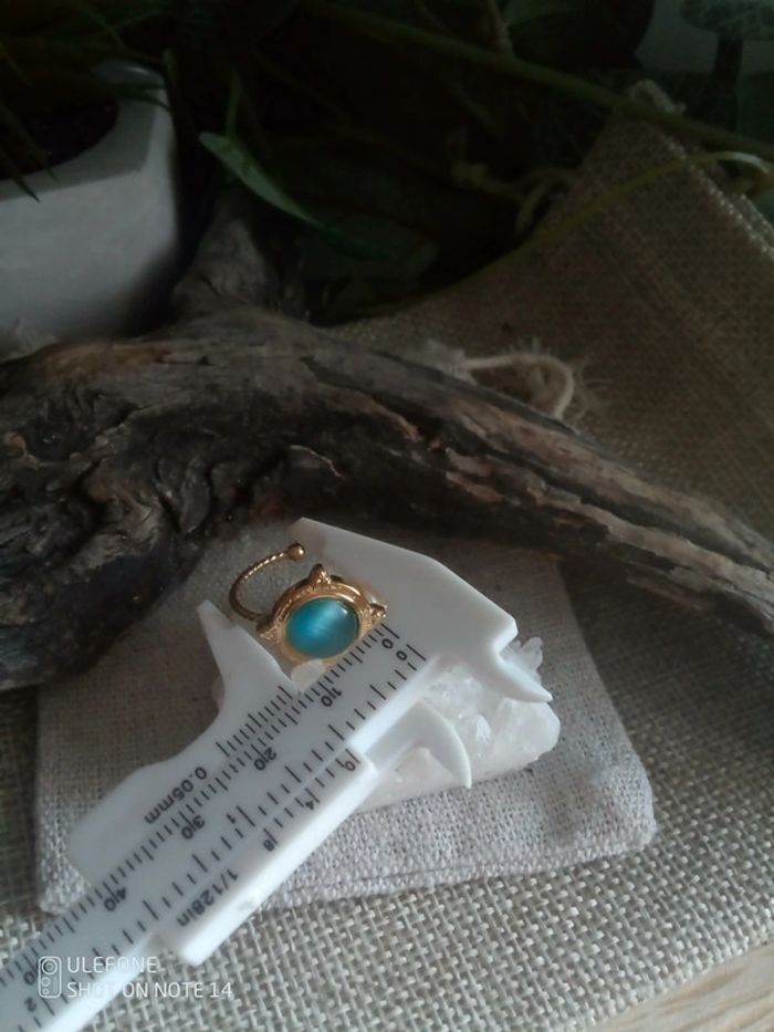 Bague pierre oeil de chat bleu - photo numéro 4