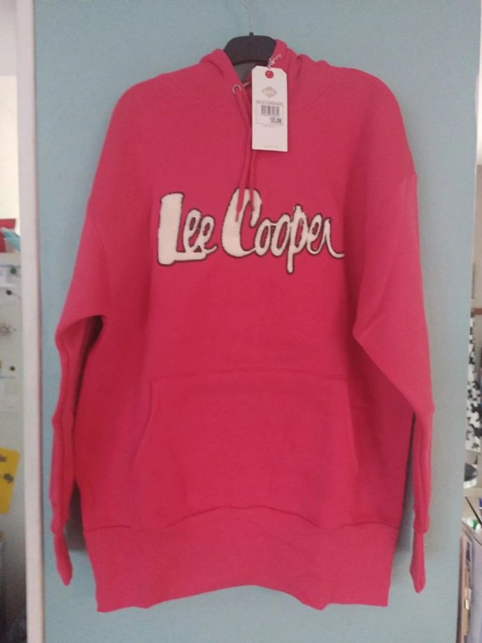 Sweat long a capuche long lee cooper rose taille l - photo numéro 2