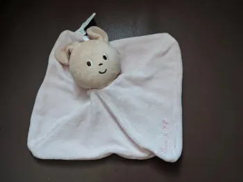Doudou plat sucre d orge lapin rose