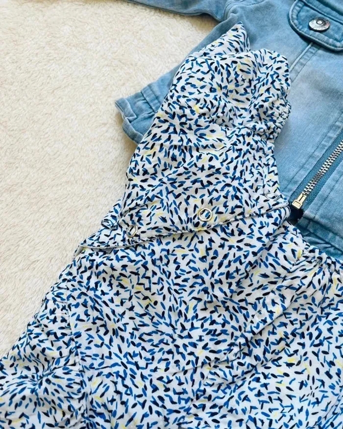 Ensemble complet robe + veste en jean + bandana assorti 6/9 mois - 3 Pommes - photo numéro 5