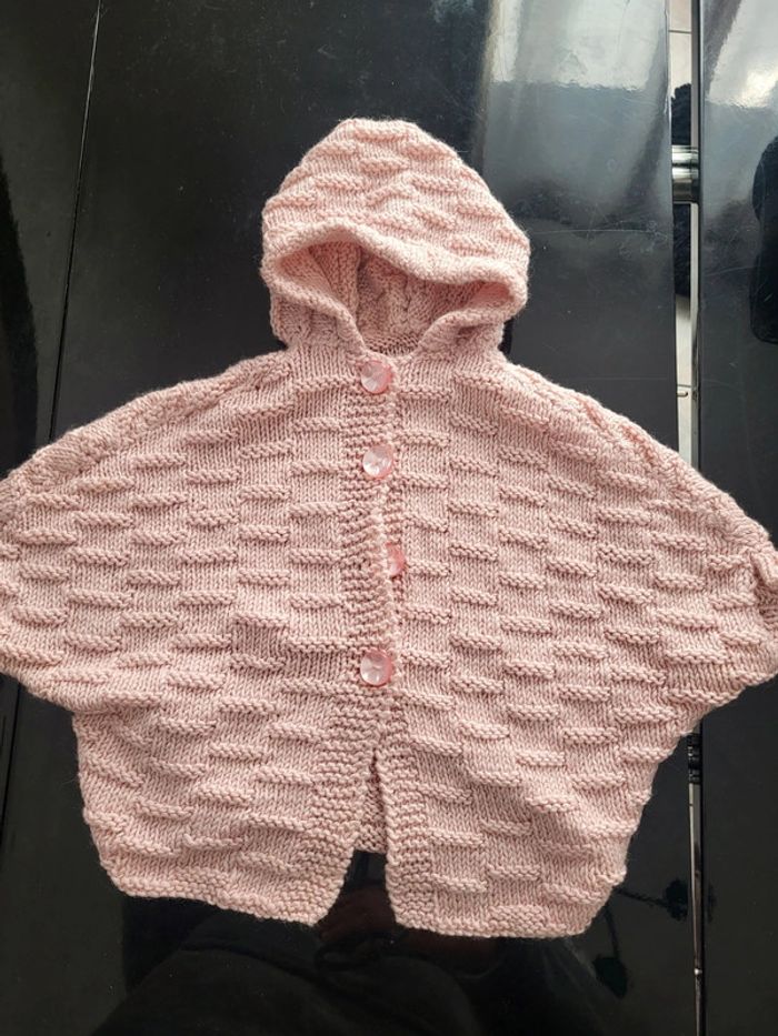 Gilet poncho rose 2 ans