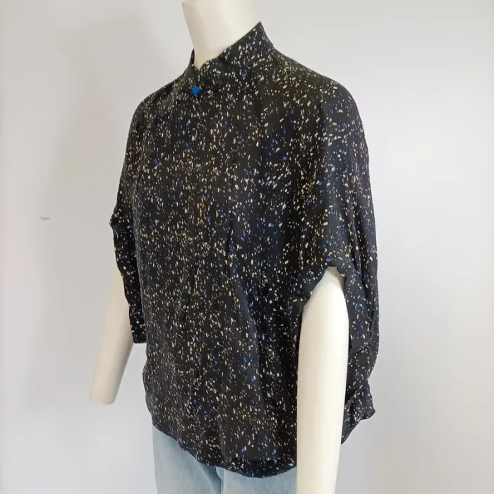 Top coupe japonaise - Noa noa by Sharin Foo - Taille XS 34 - Bleu marine et noir Élégant A331 - photo numéro 2