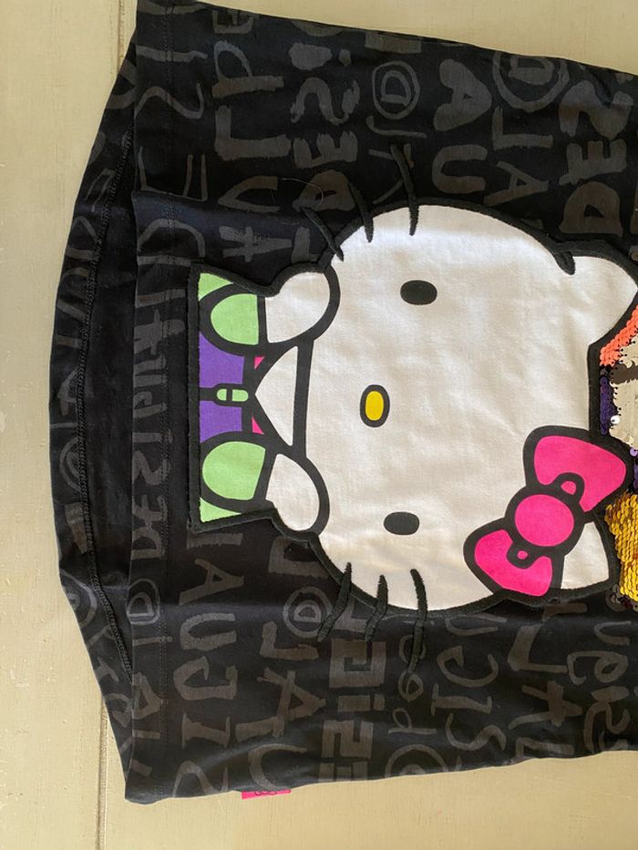 Tee shirt Desigual Hello Kitty noir a sequins paillettes taille 11-12 ans - photo numéro 11