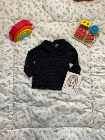 teeshirt manches longues noir avec pois dorés 12 mois kiabi