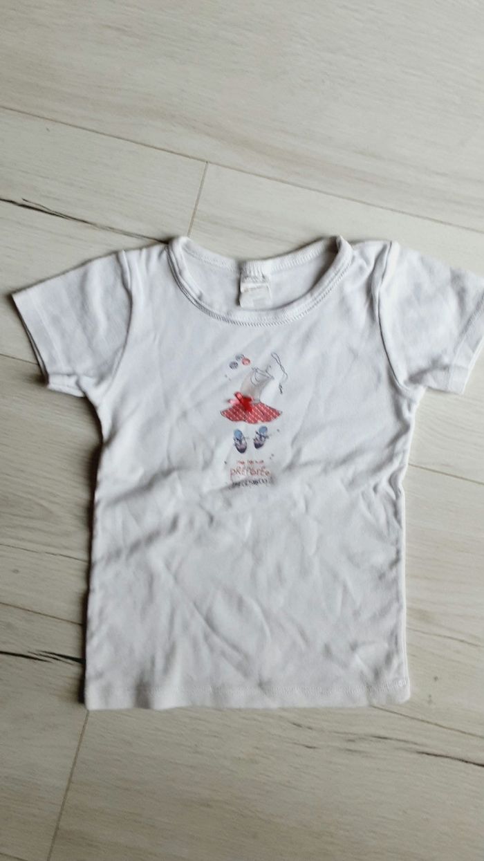 Vêtement fille tee-shirt manches courtes blanc motif danseuse Absorba 5 ans